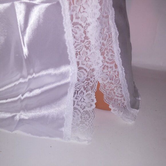 Lingerie Chemise Slip White Solid Lace Trim Sleeveless Night Gown Sleepwear New - Picture 7 of 9